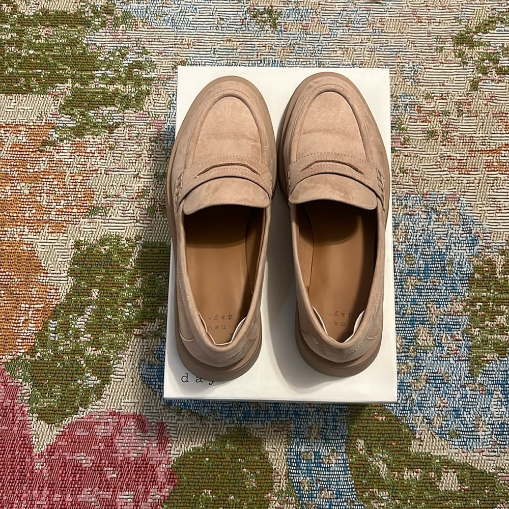 Faux suede loafer.